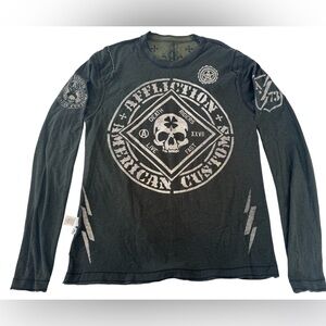 Affliction Men's Dark Gray Graphic Long Sleeve Tee